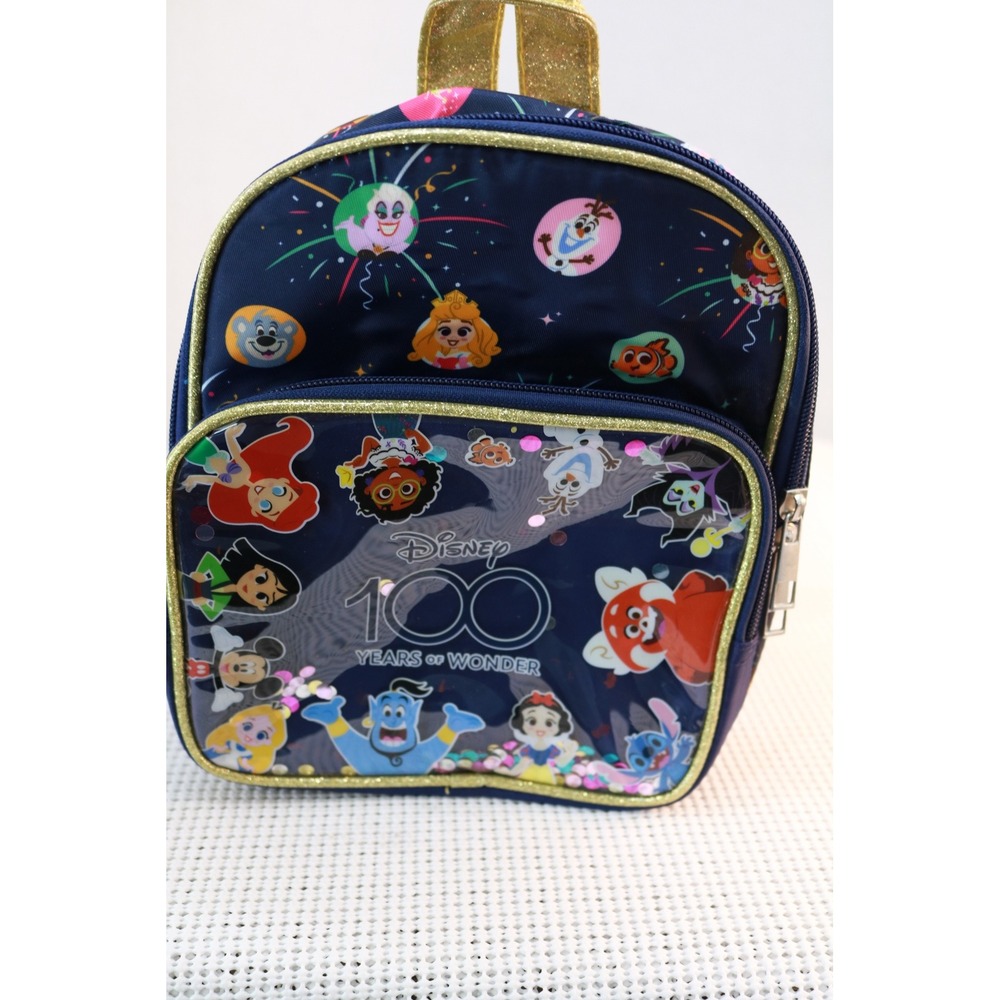 Disney Backpack Unisex Small Blue 100 Years of Wonder Character Shaker Sequin